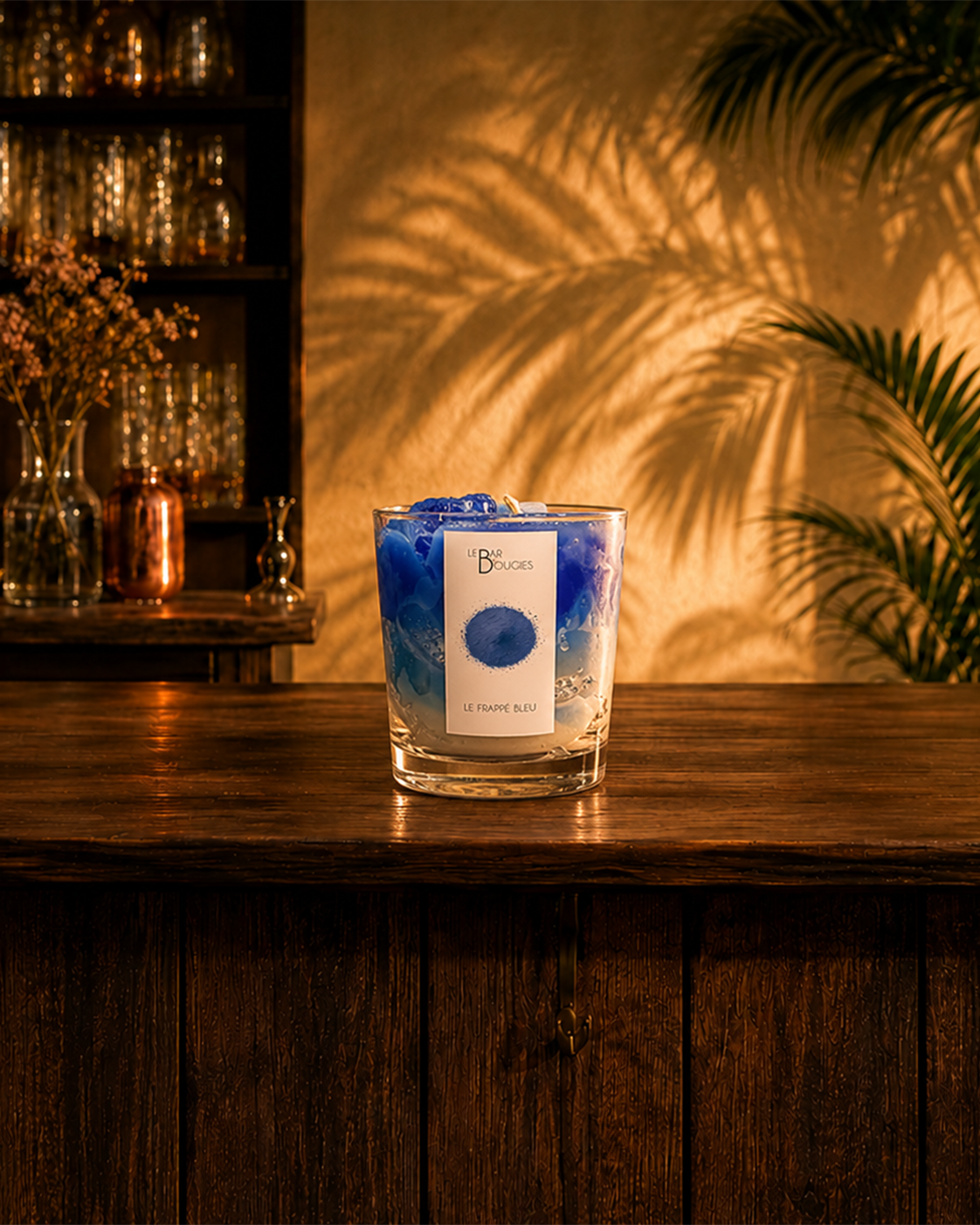 Bougie Frappé Bleu trompe-l'œil cocktail violette